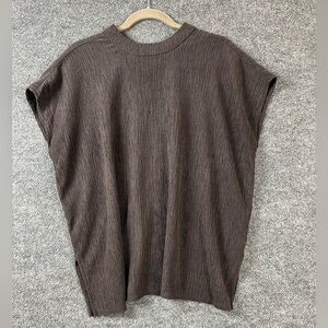 Eileen‎ Fisher Women's Shirt Sz S Crinkled Sleeveless Mock Neck Boxy Brown Top
